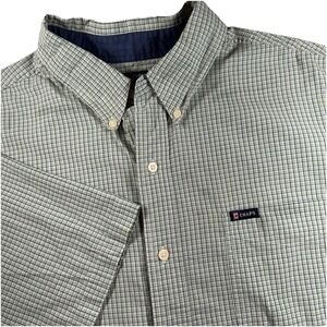 Chaps Ralph Lauren Mens Short Sleeve Button Down Shirt Green Blue‎ Plaid XL